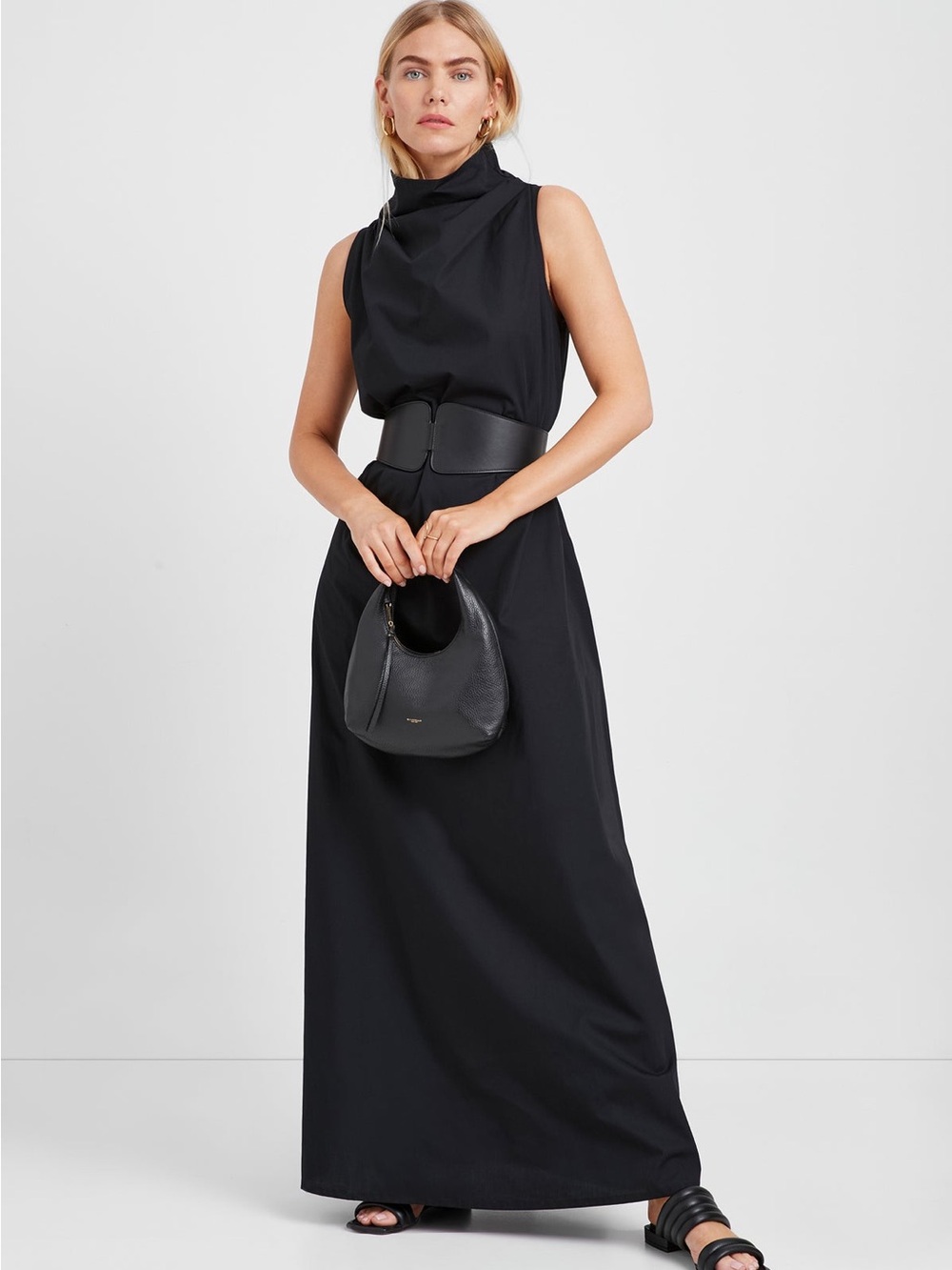 Marcella nyc cotton Maxi Dress in black sz Large - Picture 6 of 9